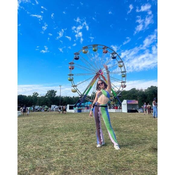 HOUSE OF SUNNY She’s Electric Multicolored Festival Pull-On Pants Size US 10 - Picture 5 of 11